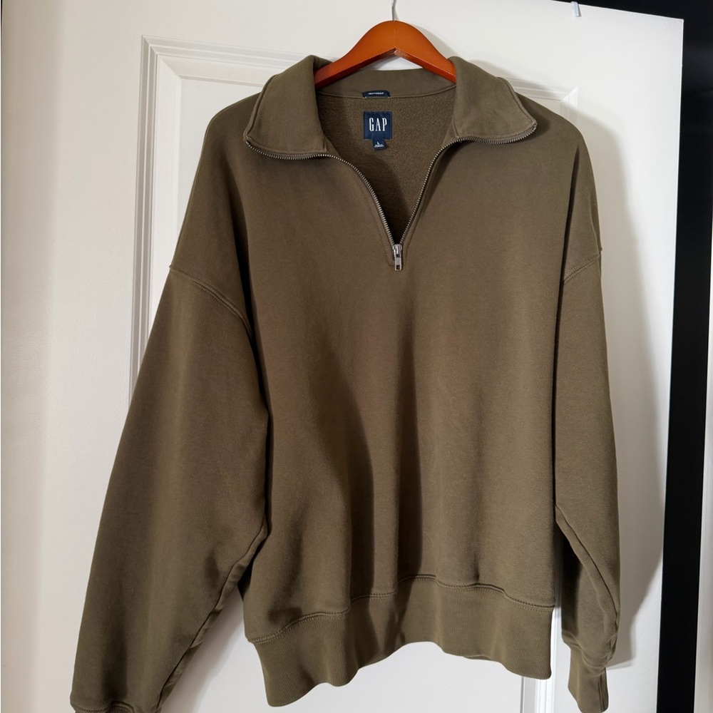 GAP Men's Khaki Zip-Up Sweater